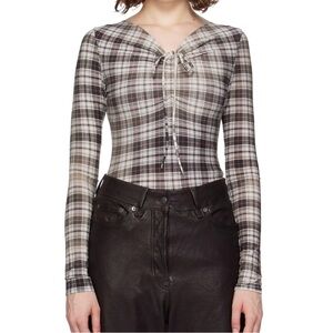 New Acne Studios Plaid Ruched Top Size XS